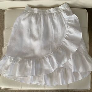 J Crew White Ruffle Linen Skirt 00